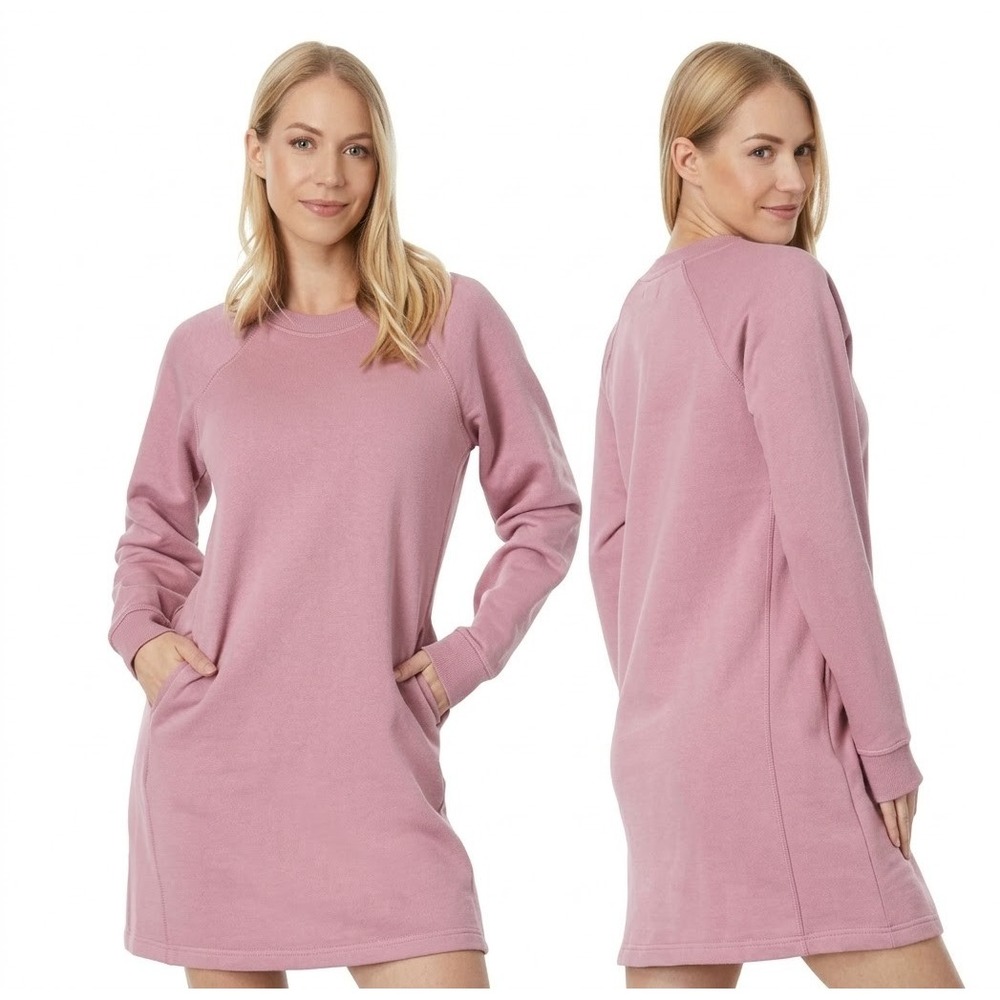 PACT | $78 Courtside Sweatshirt Dress Women Small Pink Organic Cotton Pocket